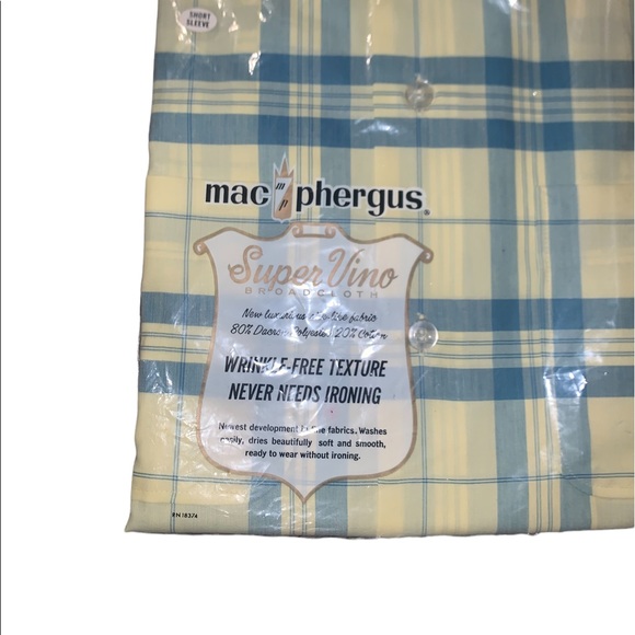 Vintage Max Phergus Collared Shirt Yellow/Blue Plaid - Picture 2 of 3